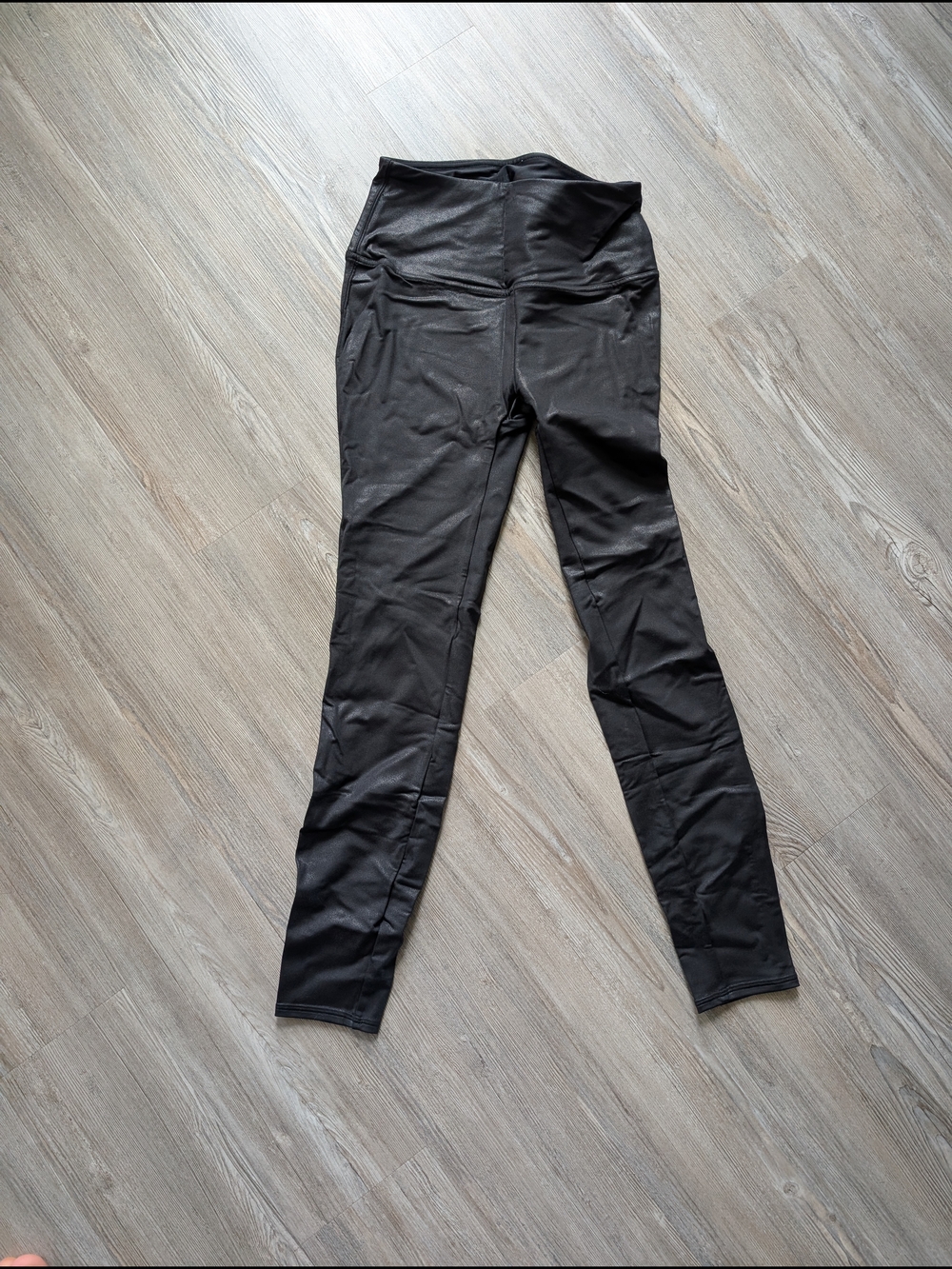 Quince Black Faux Leather High-Waisted Leggings, SM